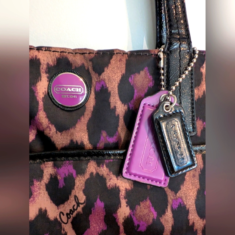 Coach Ocelot Purple Leopard Print Purse